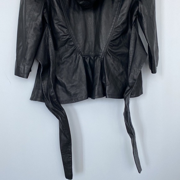 Bird by Juicy Couture Soft Leather Jacket Hoodie w/ Peplum🖤 - Picture 8 of 17